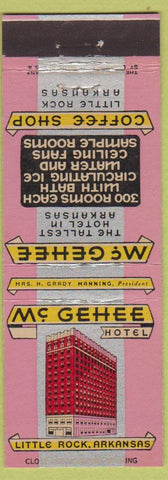 Matchbook Cover - McGehee Hotel Little Rock AR