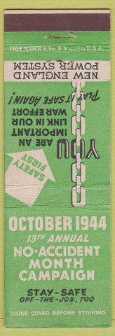 Matchbook Cover - New England Power System Safety Campaign 1944