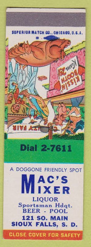 Matchbook Cover - Mac's Mixer bar billiards Sioux Falls SD SAMPLE hillbilly