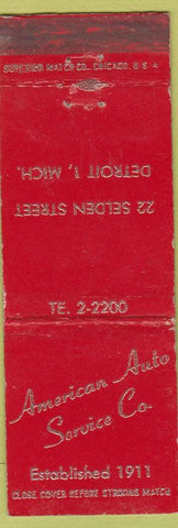 Matchbook Cover - American Auto Service Detroit MI WEAR