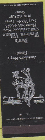 Matchbook Cover - Don's Western Village Fort Worth TX