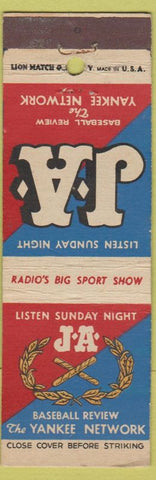 Matchbook Cover - JA Cigars Yankee Network Baseball Review Radio