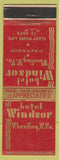 Matchbook Cover - Hotel Windsor Wheeling WV