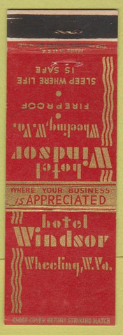Matchbook Cover - Hotel Windsor Wheeling WV