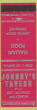 Matchbook Cover - Johnny's Tavern Italian Restaurant