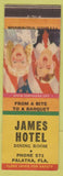 Matchbook Cover - James Hotel Palatka FL low phone