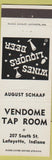 Matchbook Cover - Vendome Tap Room Lafayette IN August Schaaf