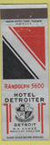 Matchbook Cover - Hotel Detroiter Detroit MI