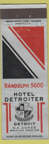 Matchbook Cover - Hotel Detroiter Detroit MI