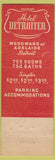 Matchbook Cover - Hotel Detroiter Detroit MI