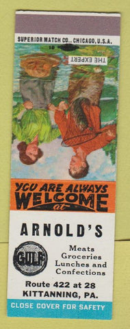 Matchbook Cover - Arnold's Gulf oil gas Kittanning PA SAMPLE