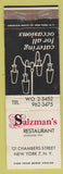 Matchbook Cover - Salzman's Restaurant New York City