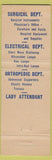 Matchbook Cover - Lentz Philadelphia PA Hospital Supply