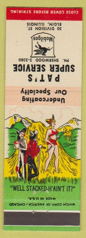 Matchbook Cover - Pat's Super Mobil oil gas Elgin IL hillbilly