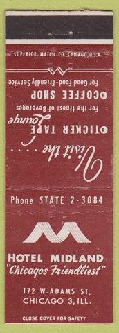 Matchbook Cover - Hotel Midland Chicago IL
