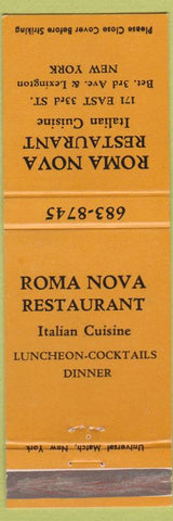 Matchbook Cover - Roma Nova Restaurant Italian New York City