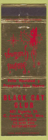 Matchbook Cover - Black Cat Club Juarez Mexico Christmas