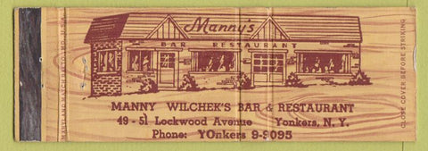 Matchbook Cover - Manny's Restaurant Yonkers NY