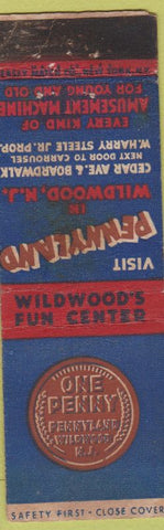 Matchbook Cover - Pennyland Wildwood NJ Amusement WORN