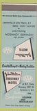 Matchbook Cover - John Milton Motel Dewitt NY Syracuse