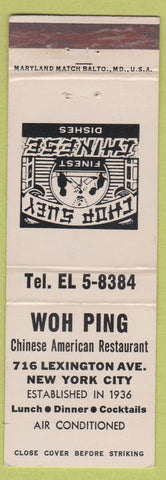 Matchbook Cover - Woh Ping Chinese Restaurant New York City