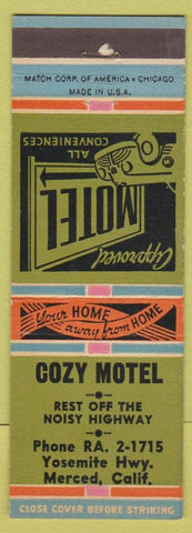 Matchbook Cover - Cozy Motel Merced CA