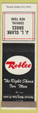 Matchbook Cover - Roblee Shoes men's JL Clark Corning NY