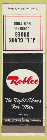 Matchbook Cover - Roblee Shoes men's JL Clark Corning NY