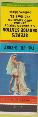 Matchbook Cover - Steve's Sunoco oil gas Ludlow MA pinup
