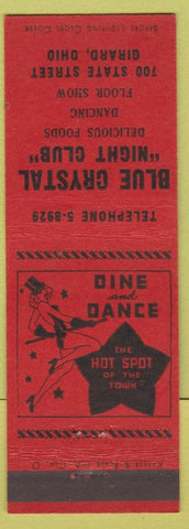Matchbook Cover - Blue Crystal Night Club Girard OH girlie