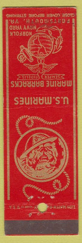 Matchbook Cover - US Marines Barracks Norfolk Navy Yard VA
