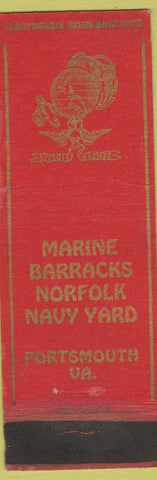 Matchbook Cover - Marine Barracks Norfolk Navy Yard Portsmouth VA