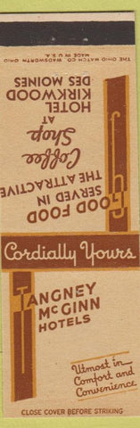 Matchbook Cover - Tangney McGinn Hotels Kirkwood Des Moines IA