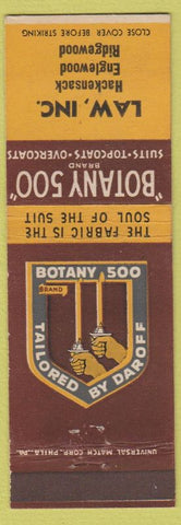 Matchbook Cover Botany 500 Men's Suits Law Inc Hackensack Englewood Ridgewood NJ