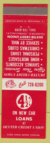 Matchbook Cover - Dexter Credit Union Central Falls RI