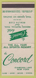 Matchbook Cover - Concord Kiamesha Lake NY 30 Stick