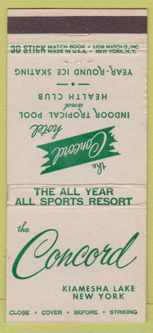 Matchbook Cover - Concord Kiamesha Lake NY 30 Stick