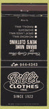 Matchbook Cover Bill's Clothes Cleveland OH 30 Strike