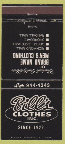 Matchbook Cover Bill's Clothes Cleveland OH 30 Strike