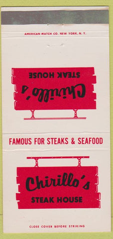 Matchbook Cover - Chirillo's Steak House Smithtown NY 30 Strike