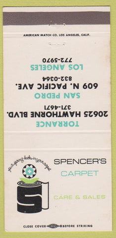 Matchbook Cover - Spencer's Carpet Care Sales Torrance San Pedro CA 30 Strike