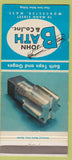 Matchbook Cover - John Bath Bath Taps Gages Worcester MA 30 Strike