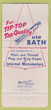 Matchbook Cover - John Bath Bath Taps Gages Worcester MA 30 Strike