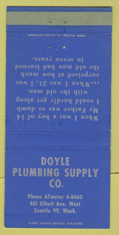 Matchbook Cover - Doyle Plumbing Supply Seattle WA 30 Strike