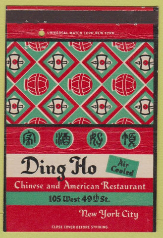 Matchbook Cover - Ding Ho Chinese Restaurant New York City 40 Strike