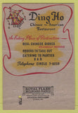 Matchbook Cover - Ding Ho Chinese Restaurant New York City 40 Strike