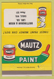 Matchbook Cover - Mautz Paint Eagle WI Brittingham Hixon 40 Strike