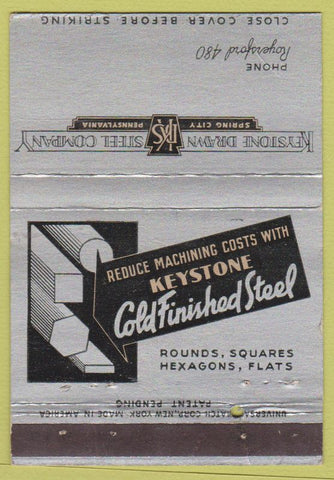Matchbook Cover - Keystone Drawn Steel Spring City PA 40 Strike