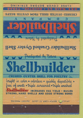 Matchbook Cover - Shellbuilder Oyster Shell Houston TX Poultry feed 40 Strike