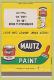 Matchbook Cover - Mautz Paint Eagle WI Brittingham Hixon 40 Strike